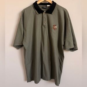 Warner Bros. Olive Polo with Black Collar and Tiger Patch